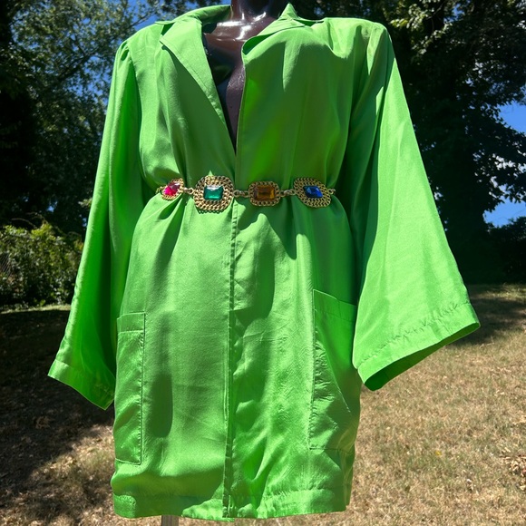 100% Silk Roamans Pretty Green Light Weight Duster Jacket - Picture 5 of 9